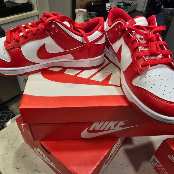 Nike Dunk Low Retro White University Red men's size 10.5 shoes HF5441-104 NEW - Picture 3 of 9